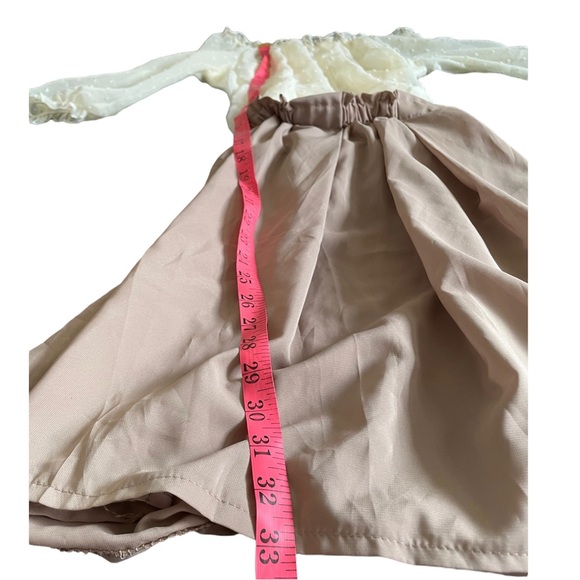 NWT DD&JJ Swiss dot cream and brown off-the-shoulder 3/4 sleeve polka dot dress - Picture 10 of 14